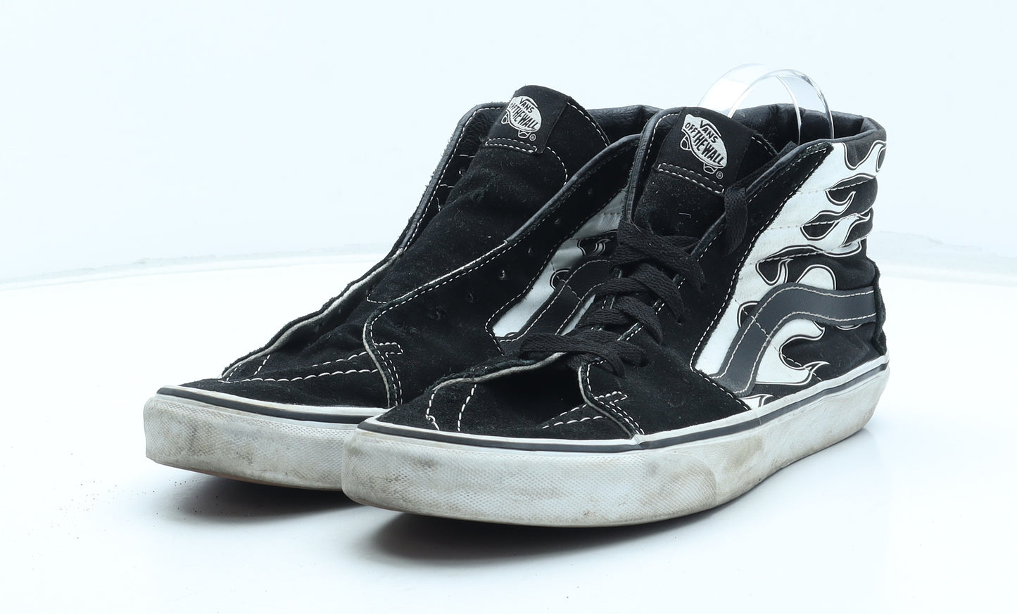 VANS Mens Black Geometric Leather Trainer UK 8.5 - Flame Detail