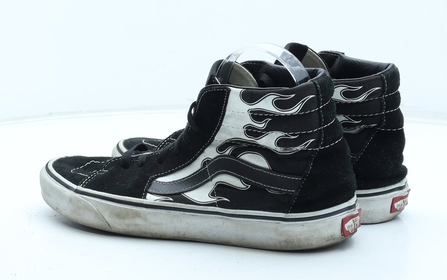 VANS Mens Black Geometric Leather Trainer UK 8.5 - Flame Detail