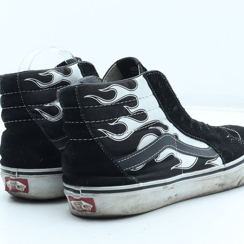 VANS Mens Black Geometric Leather Trainer UK 8.5 - Flame Detail