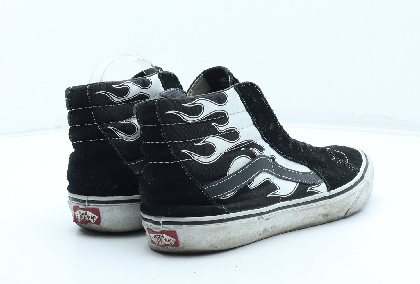 VANS Mens Black Geometric Leather Trainer UK 8.5 - Flame Detail