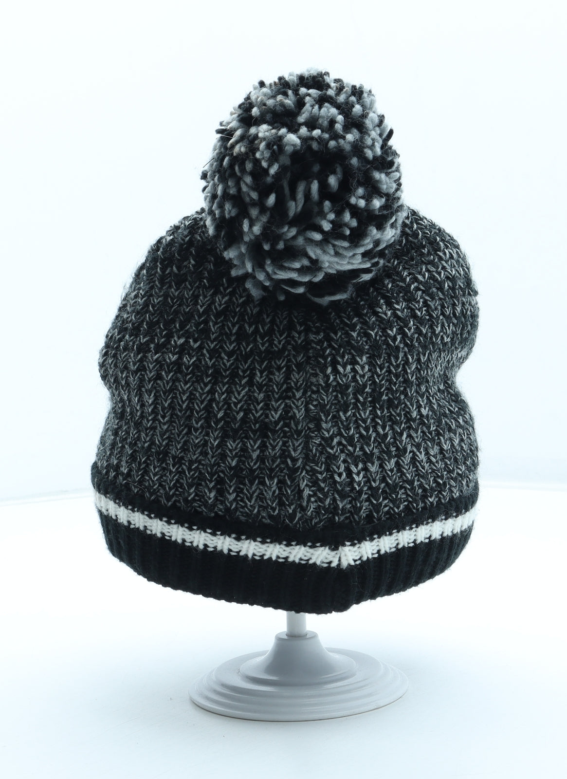 Marvel Boys Black Acrylic Bobble Hat Size S - Spiderman Size 3-6 Years