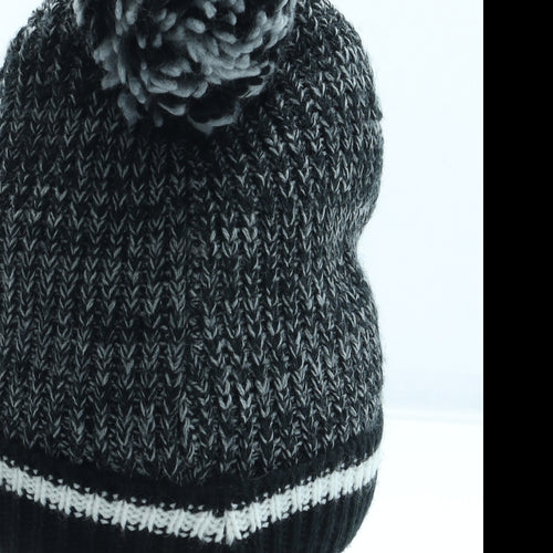 Marvel Boys Black Acrylic Bobble Hat Size S - Spiderman Size 3-6 Years