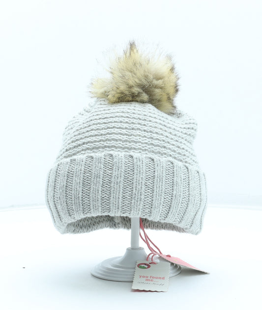 White Stuff Womens Grey Nylon Bobble Hat One Size