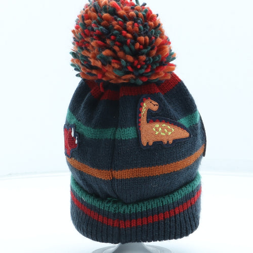 TU Boys Multicoloured Geometric Acrylic Bobble Hat Size S - Dinosaur Pattern Size 3-5 Years