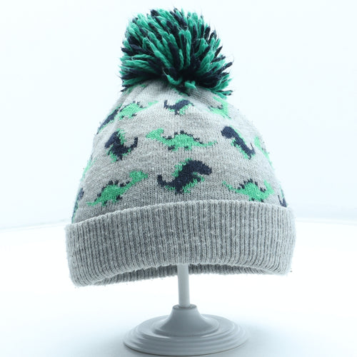 NEXT Boys Grey Geometric Acrylic Bobble Hat Size S - Size 3-5 Years