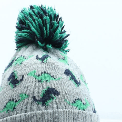 NEXT Boys Grey Geometric Acrylic Bobble Hat Size S - Size 3-5 Years