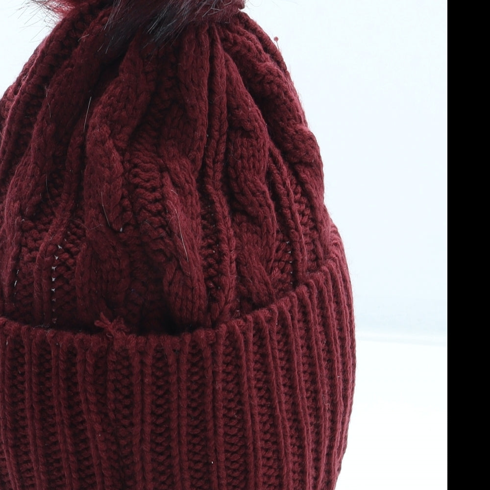 Bench Womens Red Acrylic Bobble Hat One Size