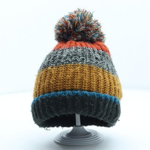 F&F Boys Multicoloured Colourblock Acrylic Bobble Hat Size S