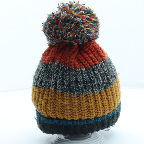 F&F Boys Multicoloured Colourblock Acrylic Bobble Hat Size S