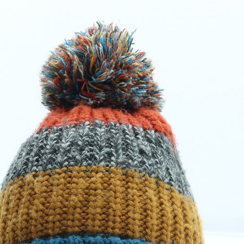 F&F Boys Multicoloured Colourblock Acrylic Bobble Hat Size S