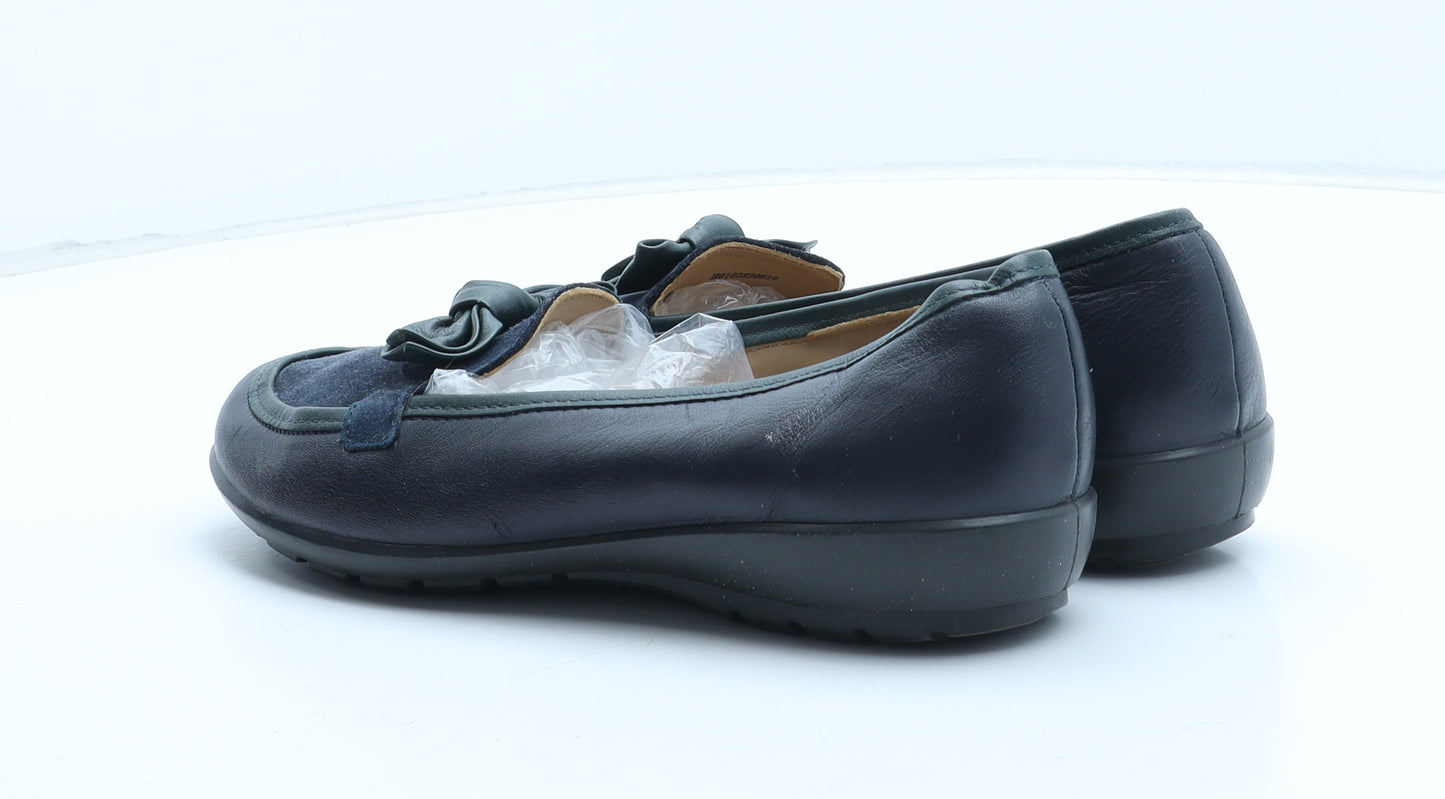 Hotter Womens Blue Leather Loafer Casual UK