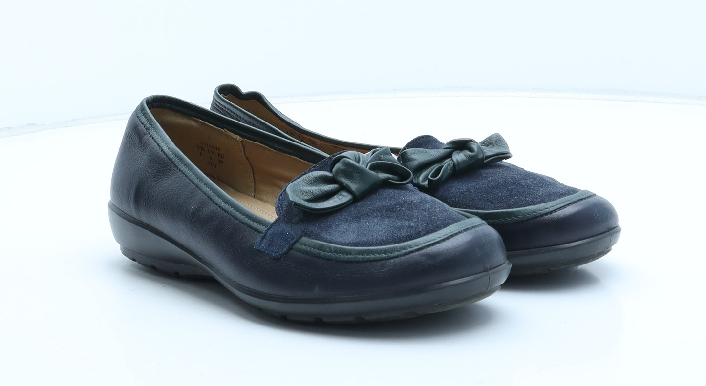 Hotter Womens Blue Leather Loafer Casual UK
