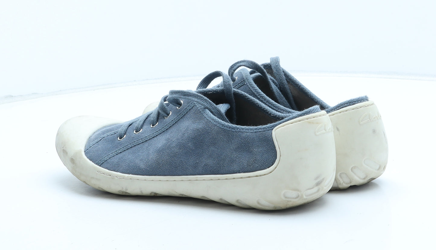 Clarks Womens Blue Suede Trainer Casual UK