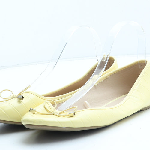 Primark Womens Yellow Synthetic Ballet Flat UK - Croc Texture