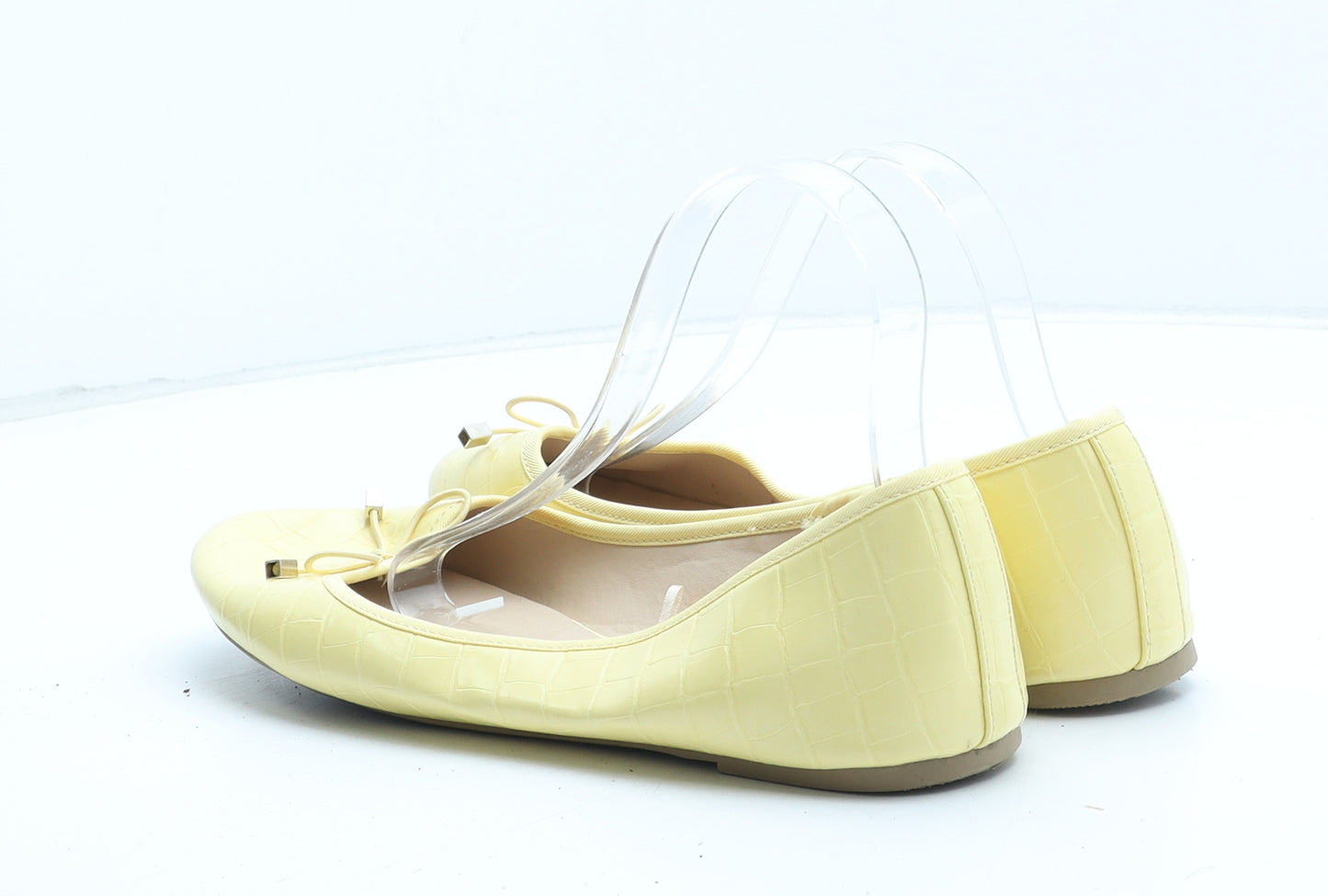 Primark Womens Yellow Synthetic Ballet Flat UK - Croc Texture