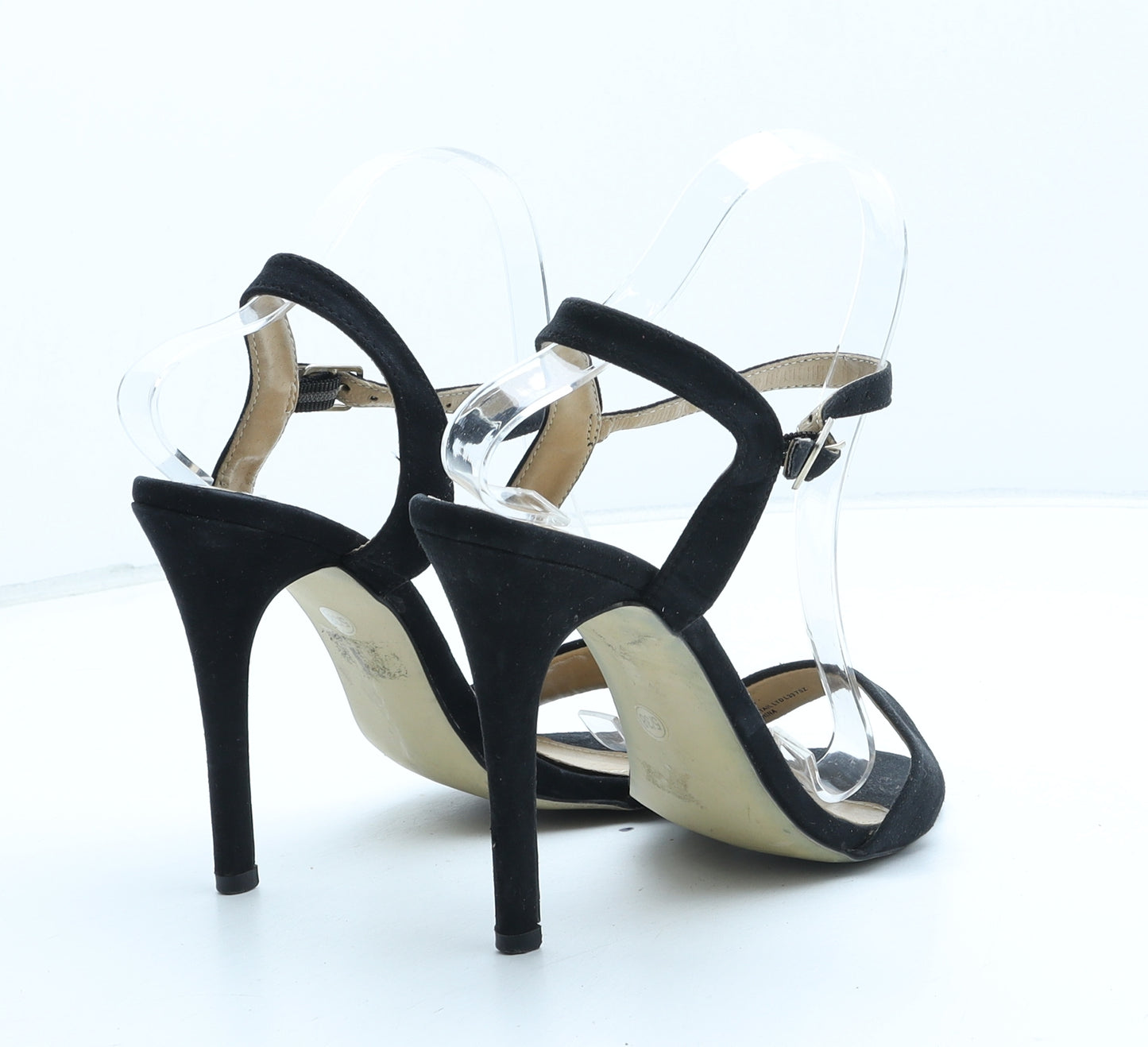 Fiore Womens Black Synthetic Strappy Heel UK