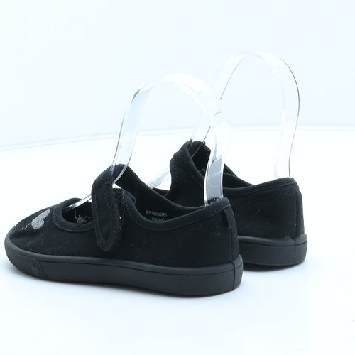 George Girls Black Synthetic Mary Jane Flat UK 10 - Heart Detail
