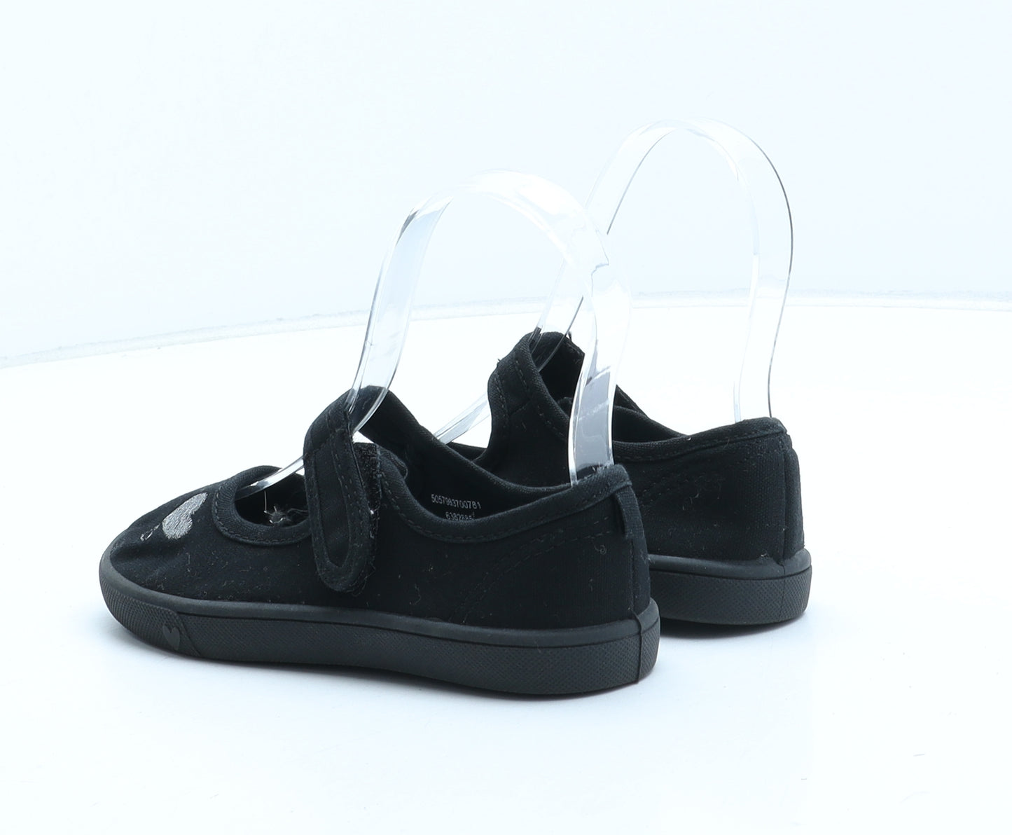 George Girls Black Synthetic Mary Jane Flat UK 10 - Heart Detail