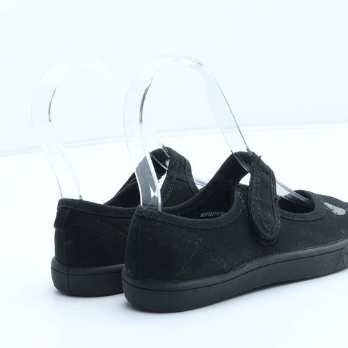 George Girls Black Synthetic Mary Jane Flat UK 10 - Heart Detail