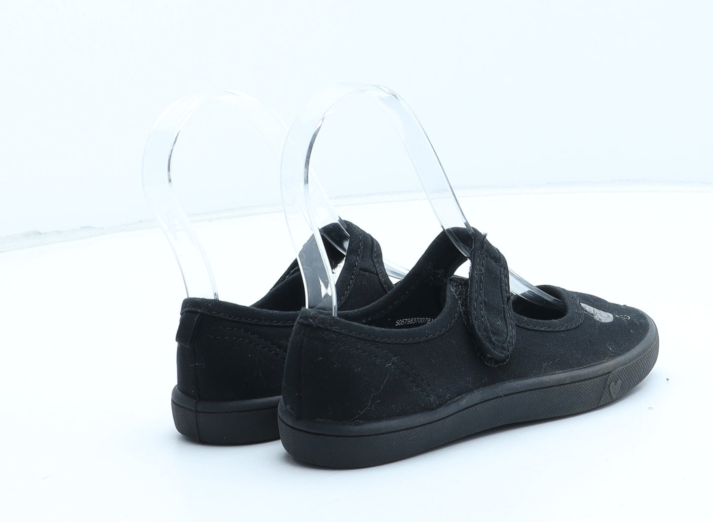 George Girls Black Synthetic Mary Jane Flat UK 10 - Heart Detail