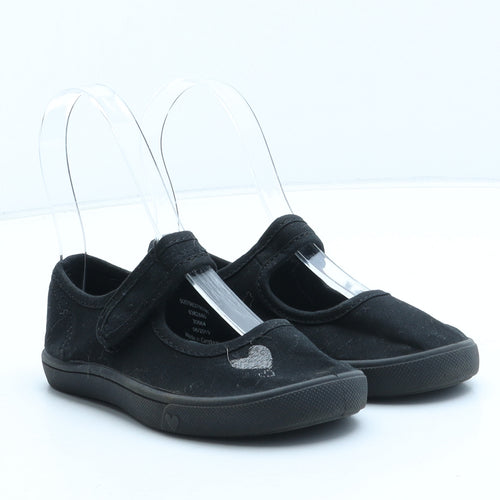 George Girls Black Synthetic Mary Jane Flat UK 10 - Heart Detail