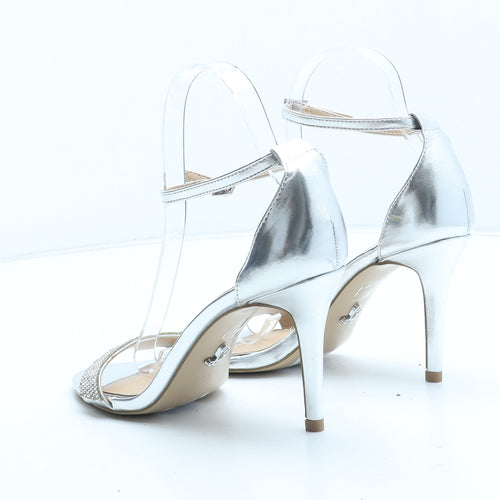 Lipsy Womens Silver Synthetic Strappy Heel UK