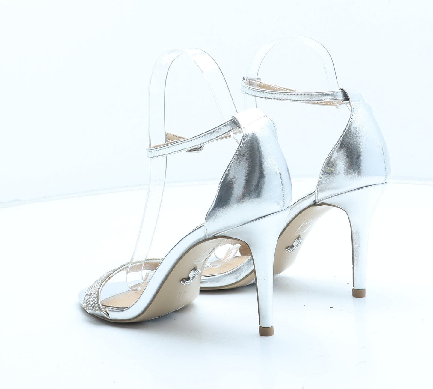 Lipsy Womens Silver Synthetic Strappy Heel UK