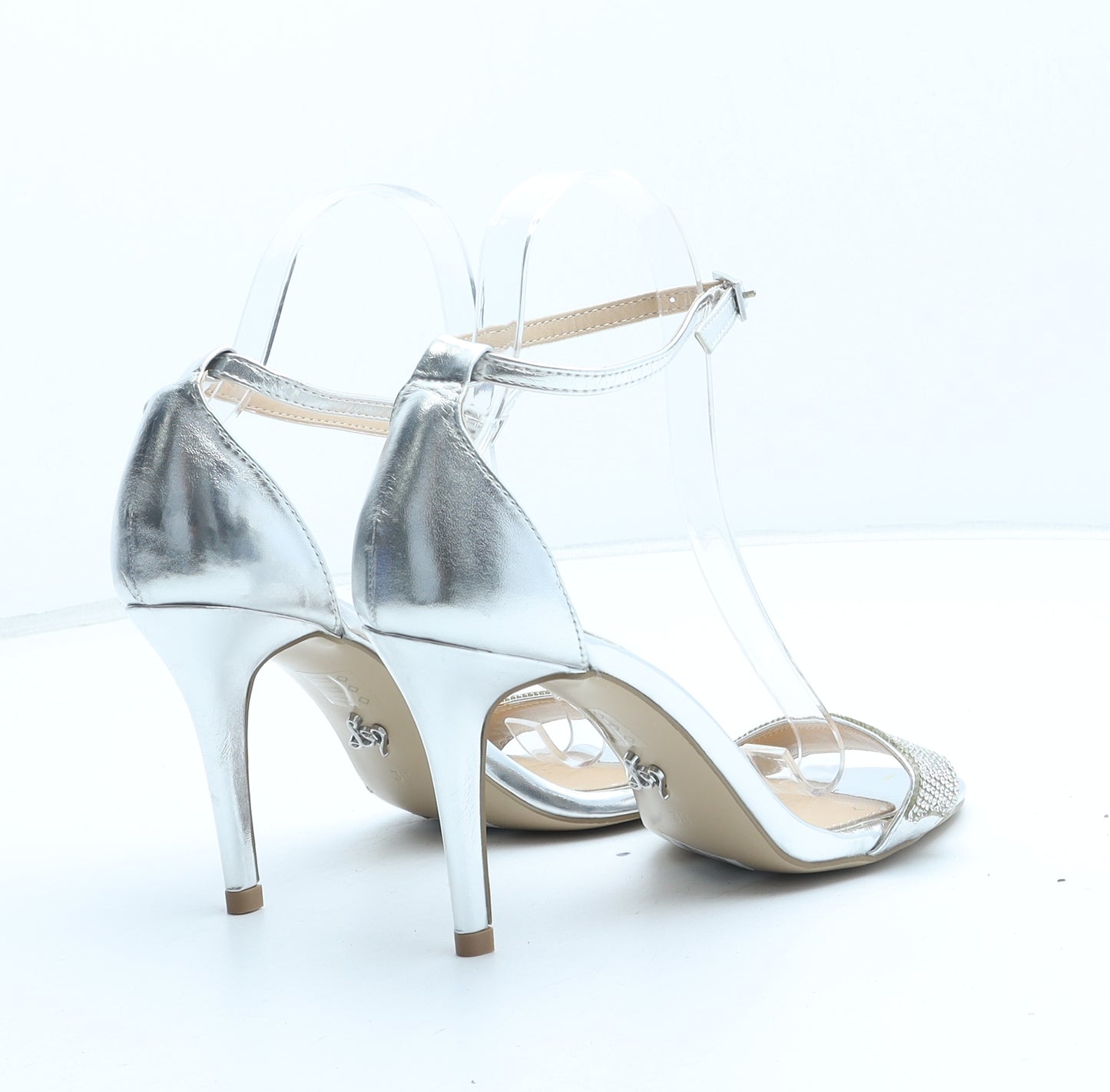 Lipsy Womens Silver Synthetic Strappy Heel UK