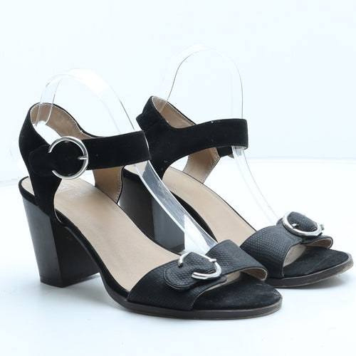 F&F Womens Black Synthetic Strappy Heel UK - Croc Texture