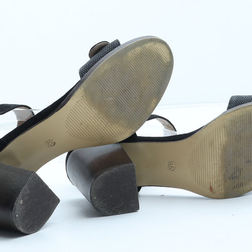 F&F Womens Black Synthetic Strappy Heel UK - Croc Texture