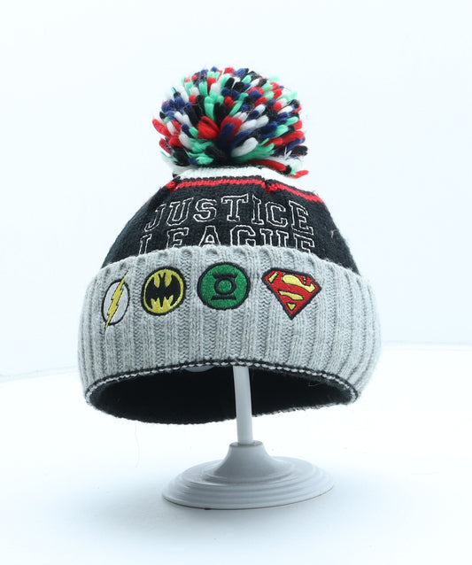 Primark Boys Grey Geometric Acrylic Bobble Hat Size M - Marvel Avengers