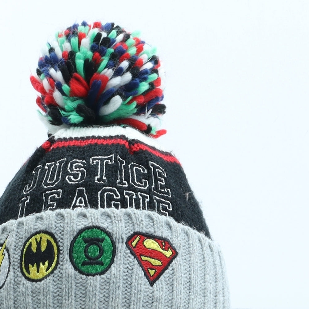 Primark Boys Grey Geometric Acrylic Bobble Hat Size M - Marvel Avengers