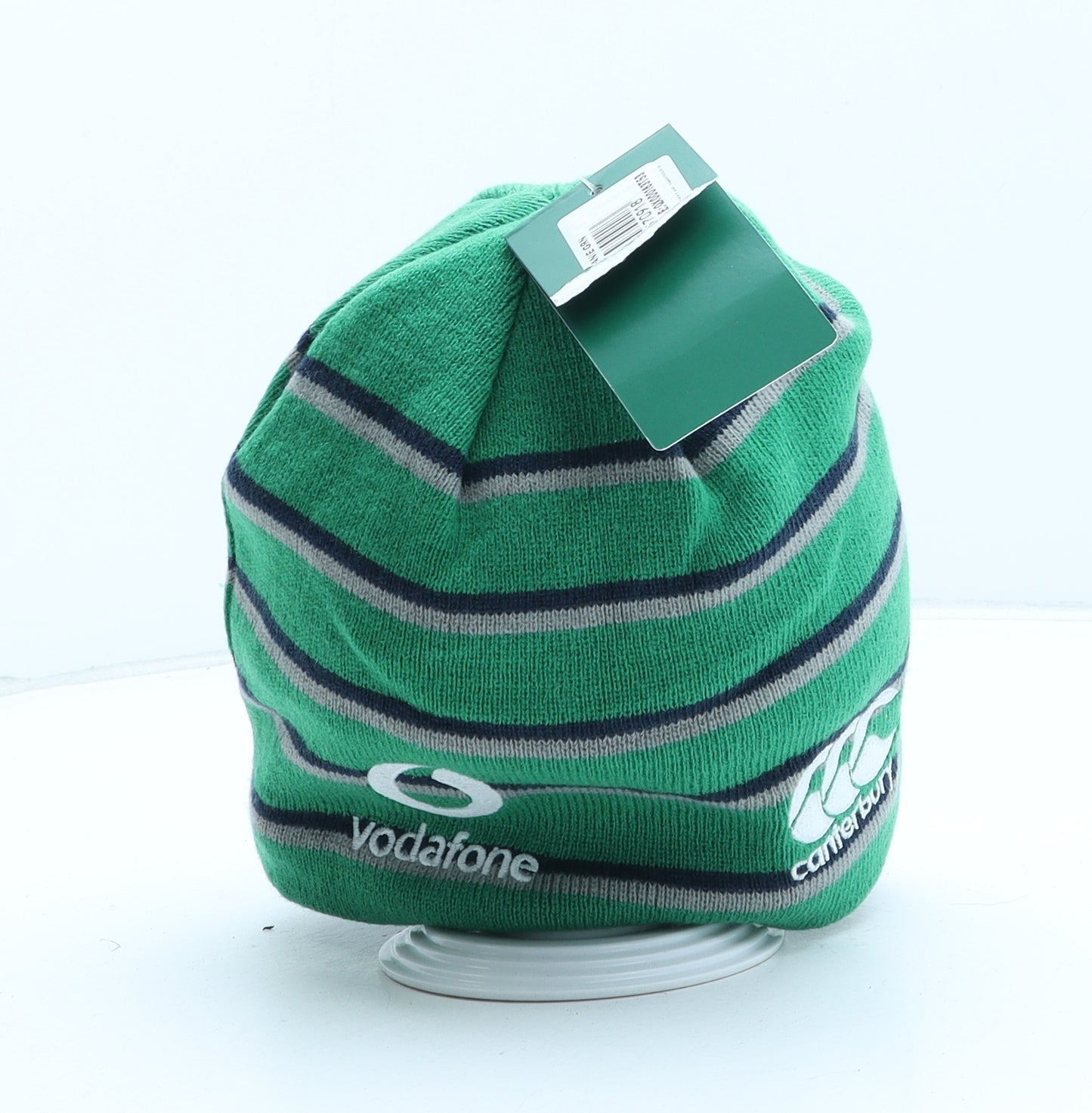 Canterbury Mens Green Striped Acrylic Beanie One Size