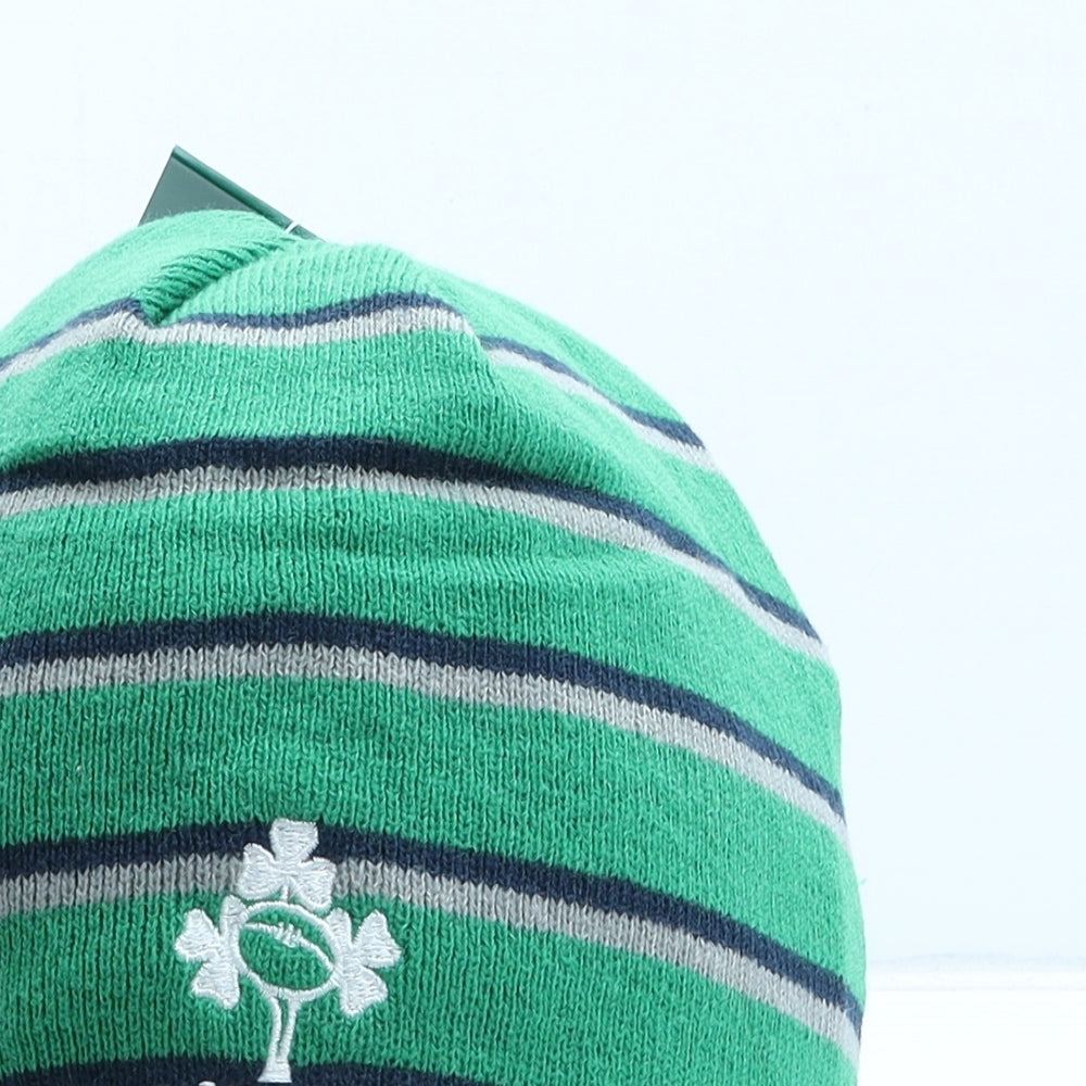 Canterbury Mens Green Striped Acrylic Beanie One Size