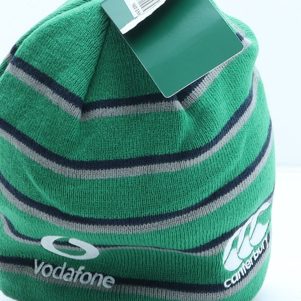 Canterbury Mens Green Striped Acrylic Beanie One Size