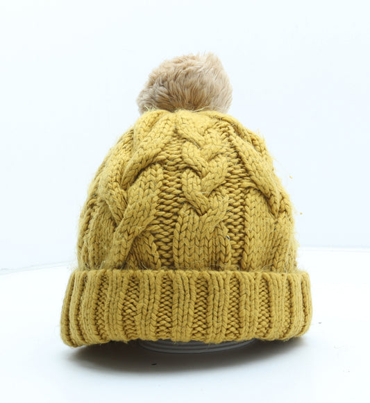 Powder Womens Yellow Acrylic Bobble Hat One Size