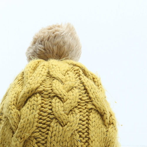 Powder Womens Yellow Acrylic Bobble Hat One Size
