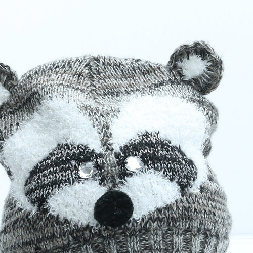 Preworn Girls Grey Acrylic Beanie One Size - Racoon