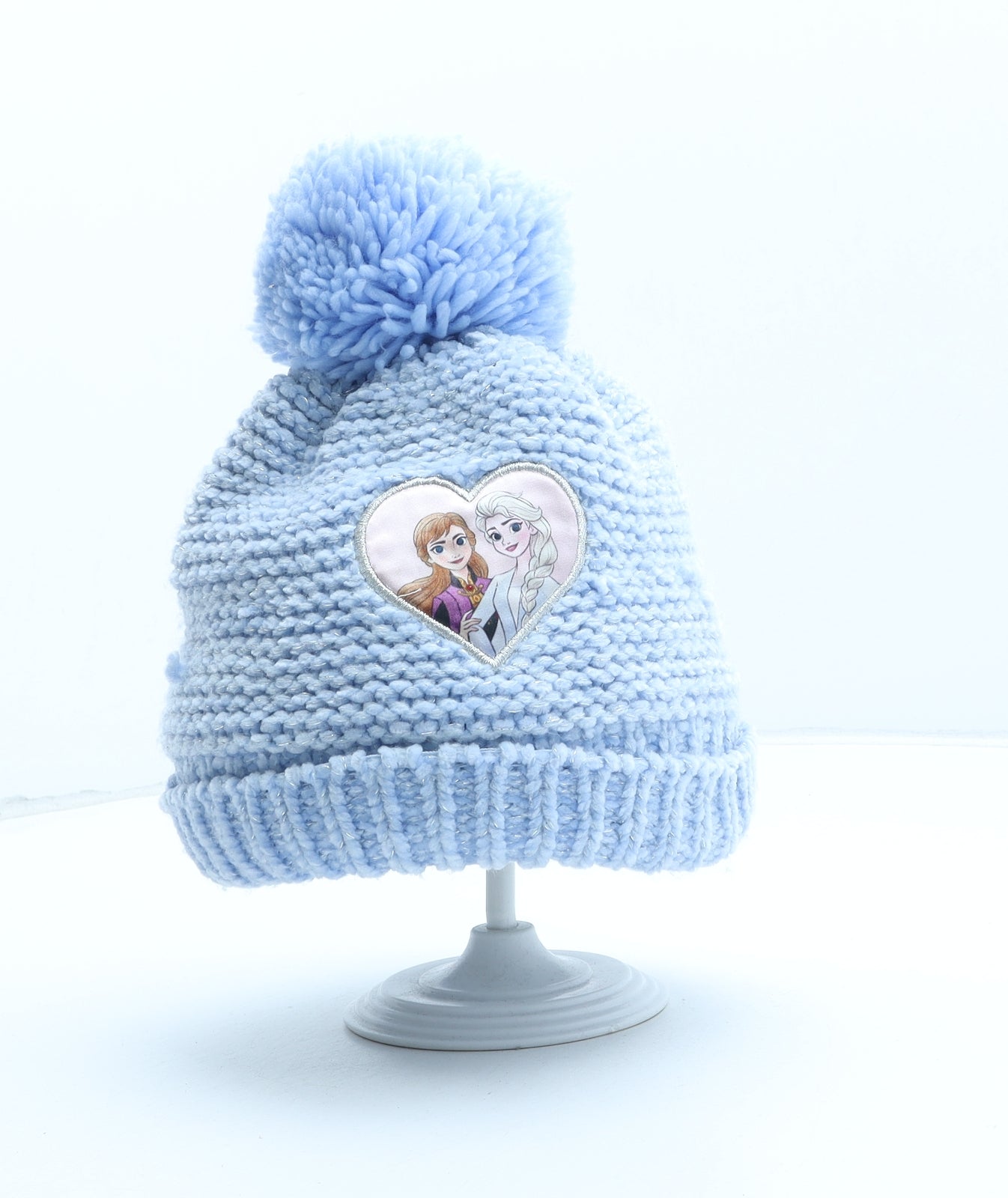 Marks and Spencer Girls Blue Acrylic Bobble Hat One Size - Frozen Anna Elsa UK Size 6-10 Years