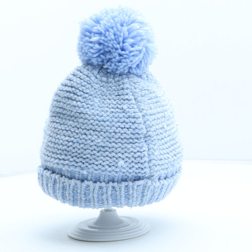 Marks and Spencer Girls Blue Acrylic Bobble Hat One Size - Frozen Anna Elsa UK Size 6-10 Years
