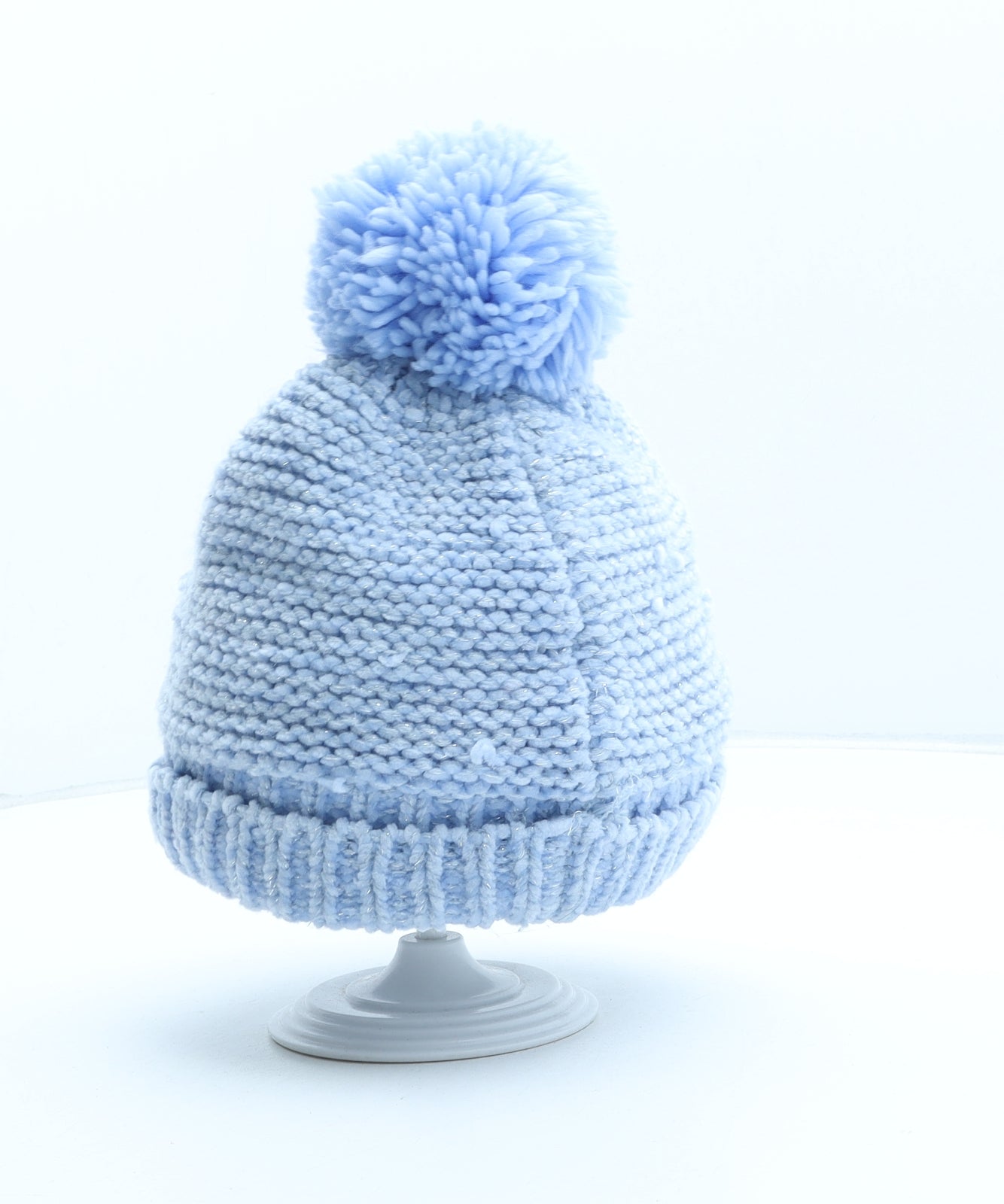 Marks and Spencer Girls Blue Acrylic Bobble Hat One Size - Frozen Anna Elsa UK Size 6-10 Years
