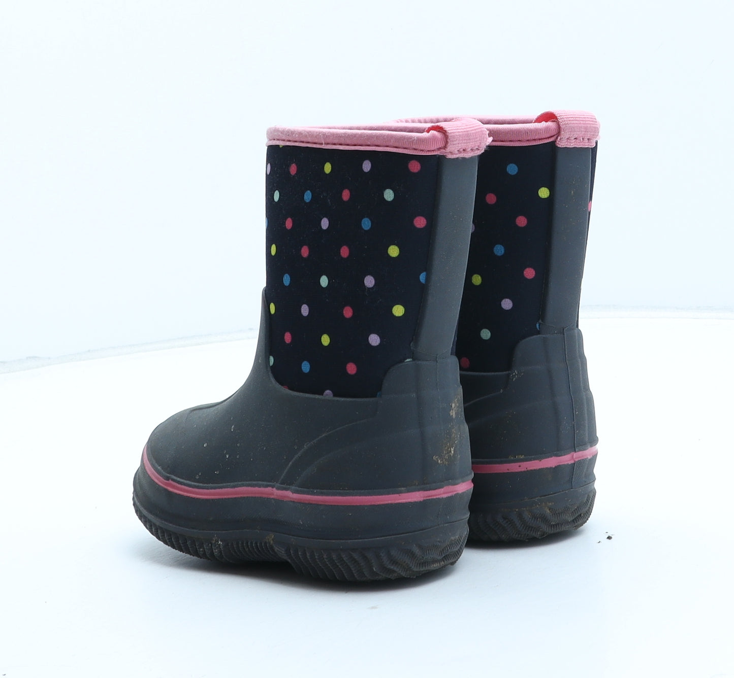 NEXT Girls Black Polka Dot Synthetic Wellies Boot UK 5