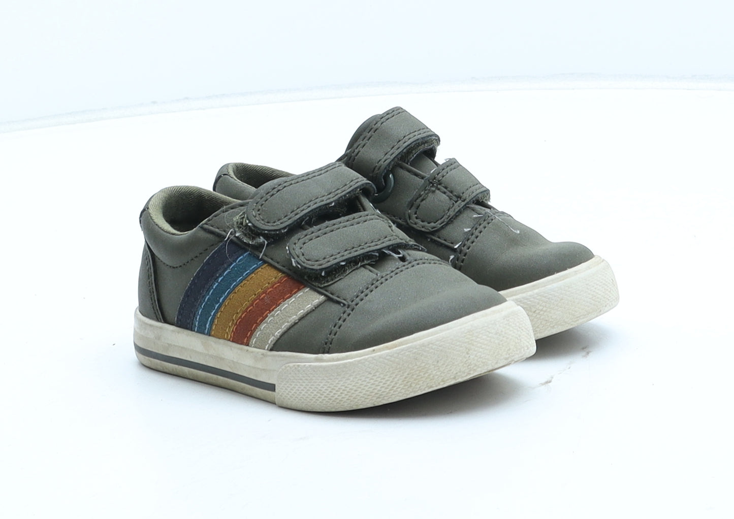 NEXT Boys Green Striped Synthetic Trainer UK 5