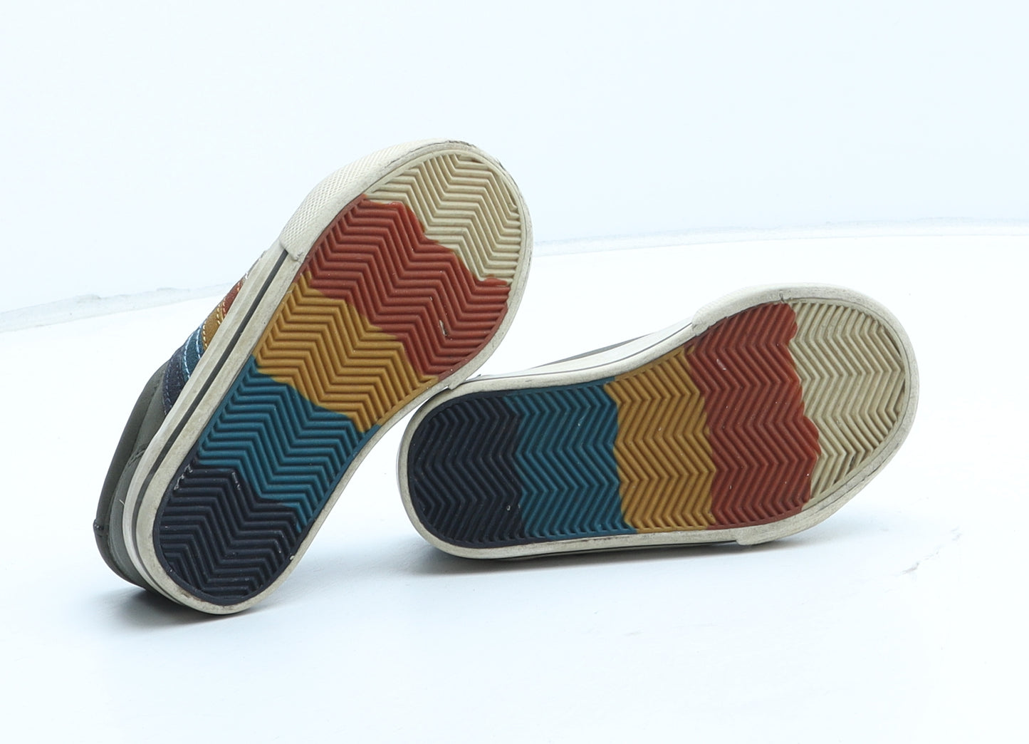 NEXT Boys Green Striped Synthetic Trainer UK 5