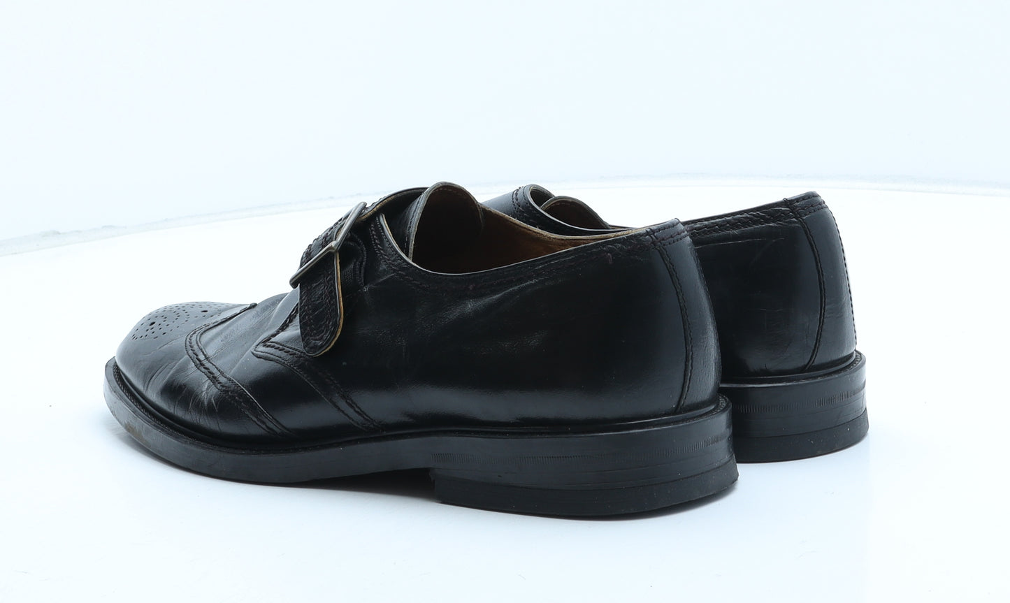 Barratts Mens Black Leather Monk Dress UK 9 43 - UK Size Estimated 9