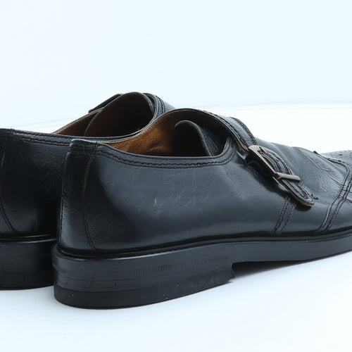 Barratts Mens Black Leather Monk Dress UK 9 43 - UK Size Estimated 9