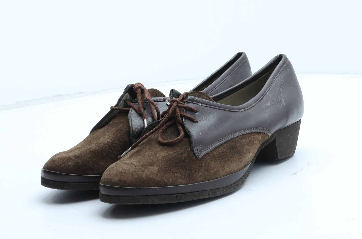 Pebe Womens Brown Colourblock Leather Court Heel UK