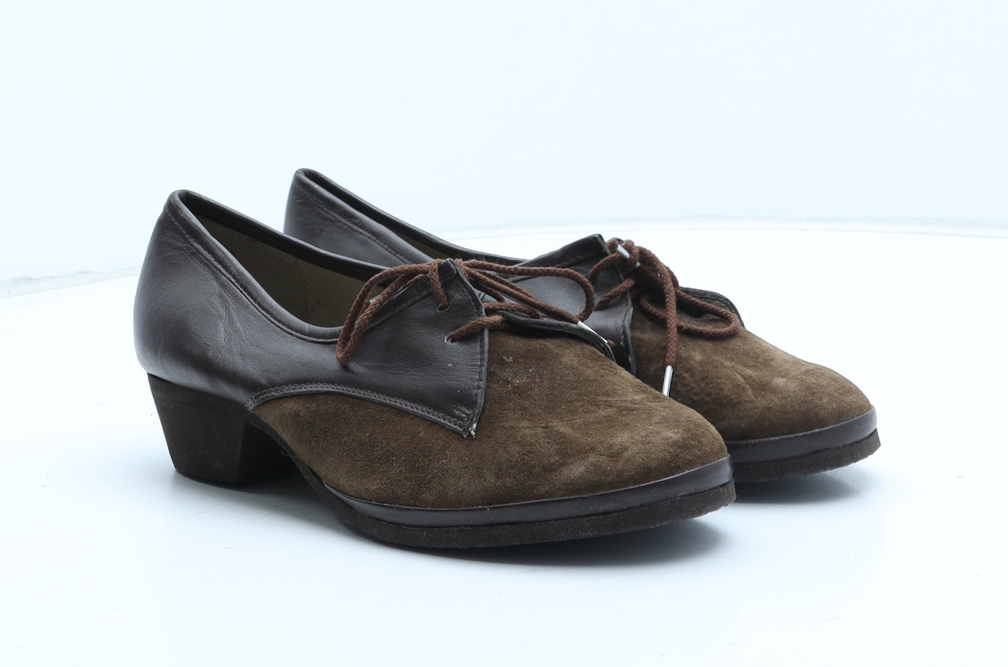 Pebe Womens Brown Colourblock Leather Court Heel UK