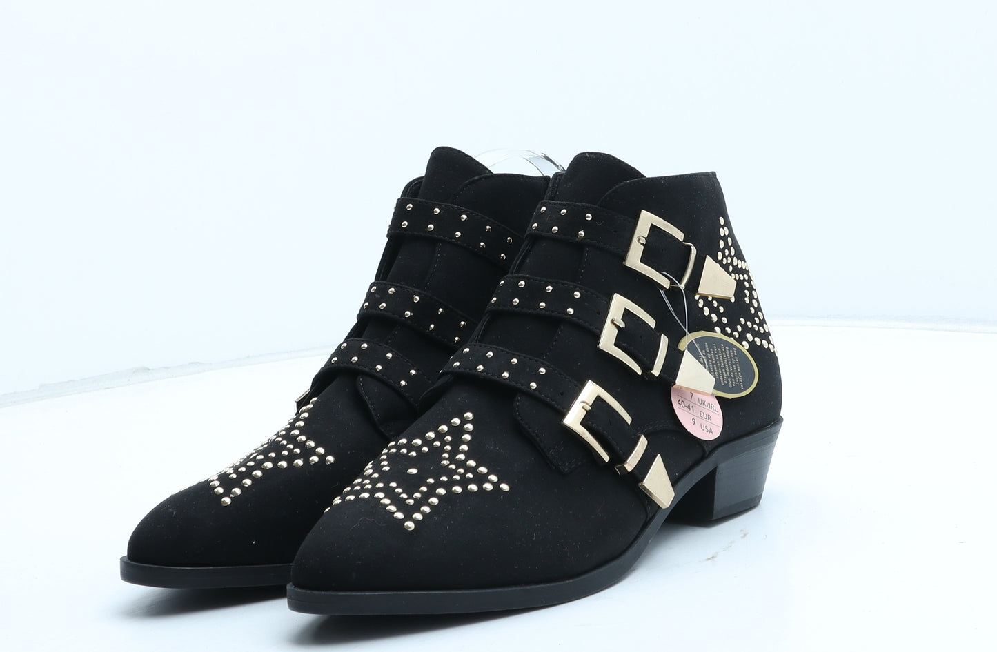 Primark Womens Black Geometric Synthetic Biker Boot UK - Star Pattern