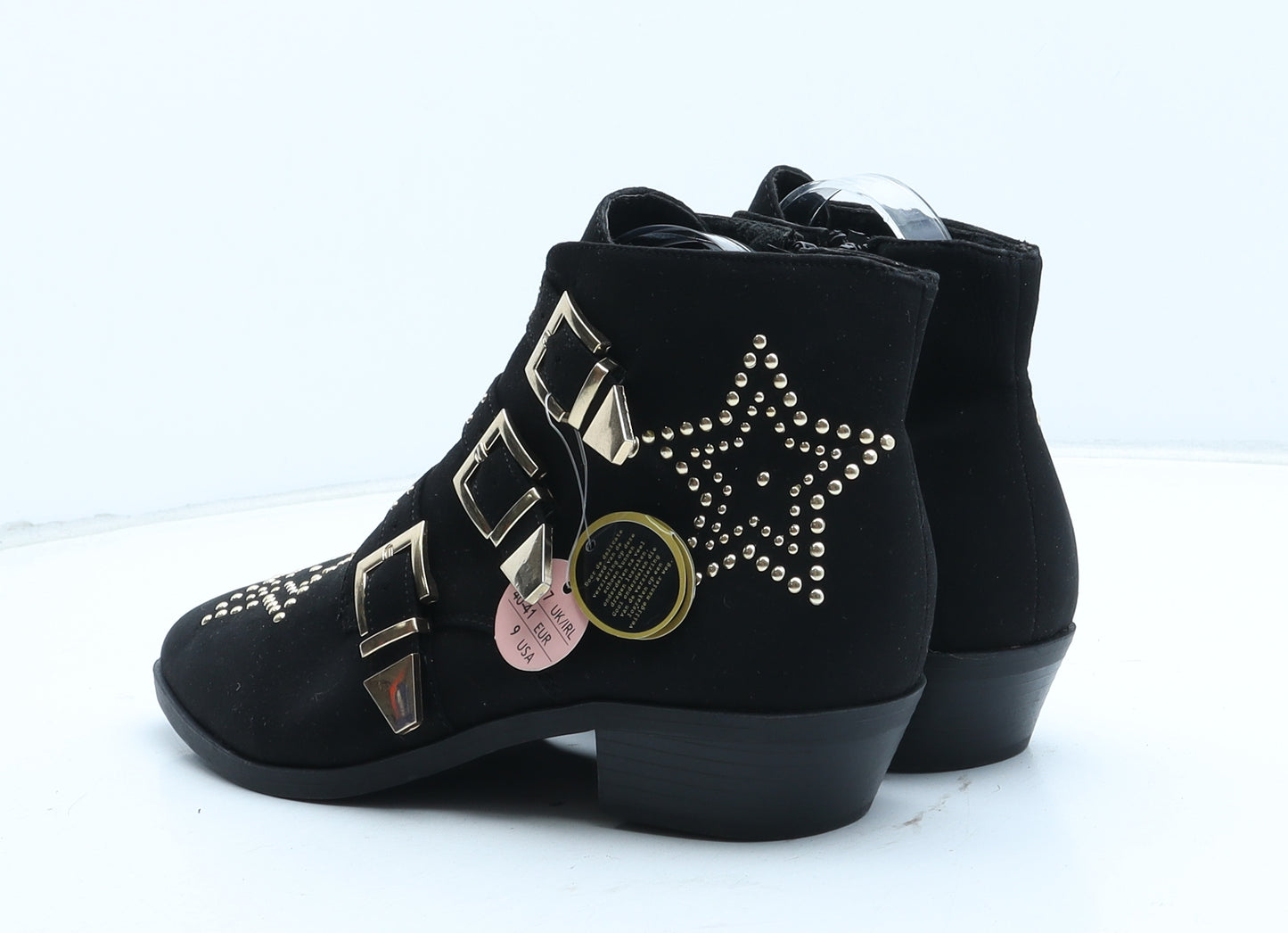 Primark Womens Black Geometric Synthetic Biker Boot UK - Star Pattern